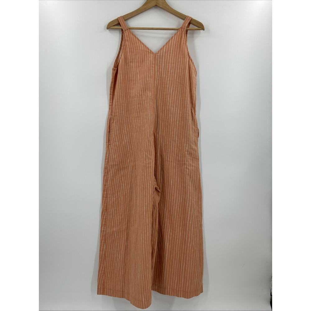 Marimekko X Uniqlo Linen Jumpsuit Womens Size XS Striped Orange Wide Leg - Picture 2 of 12